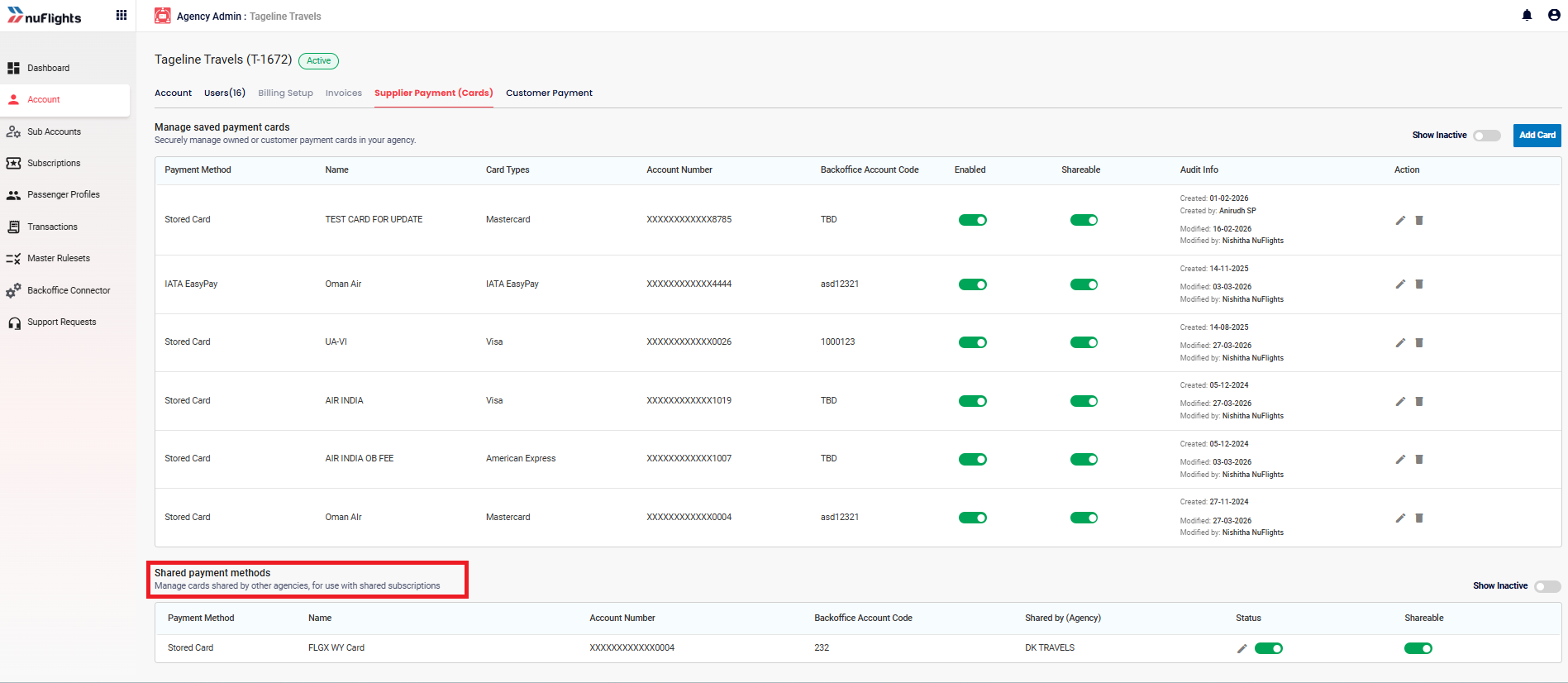 Shared Payment Methods
